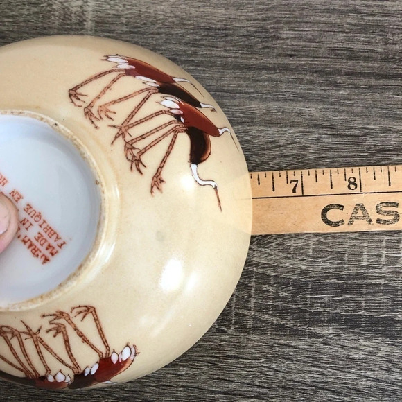 Vtg Hand Painted Crane Bowl - Picture 8 of 9